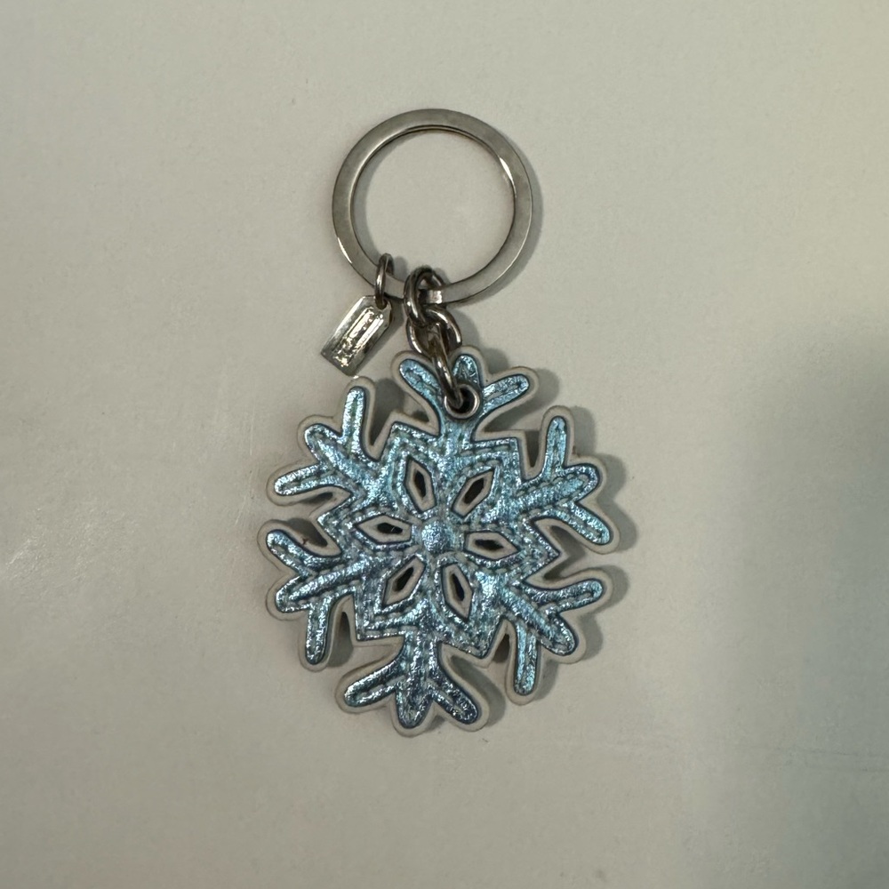 Coach Blue and White Leather Snowflake Keychain